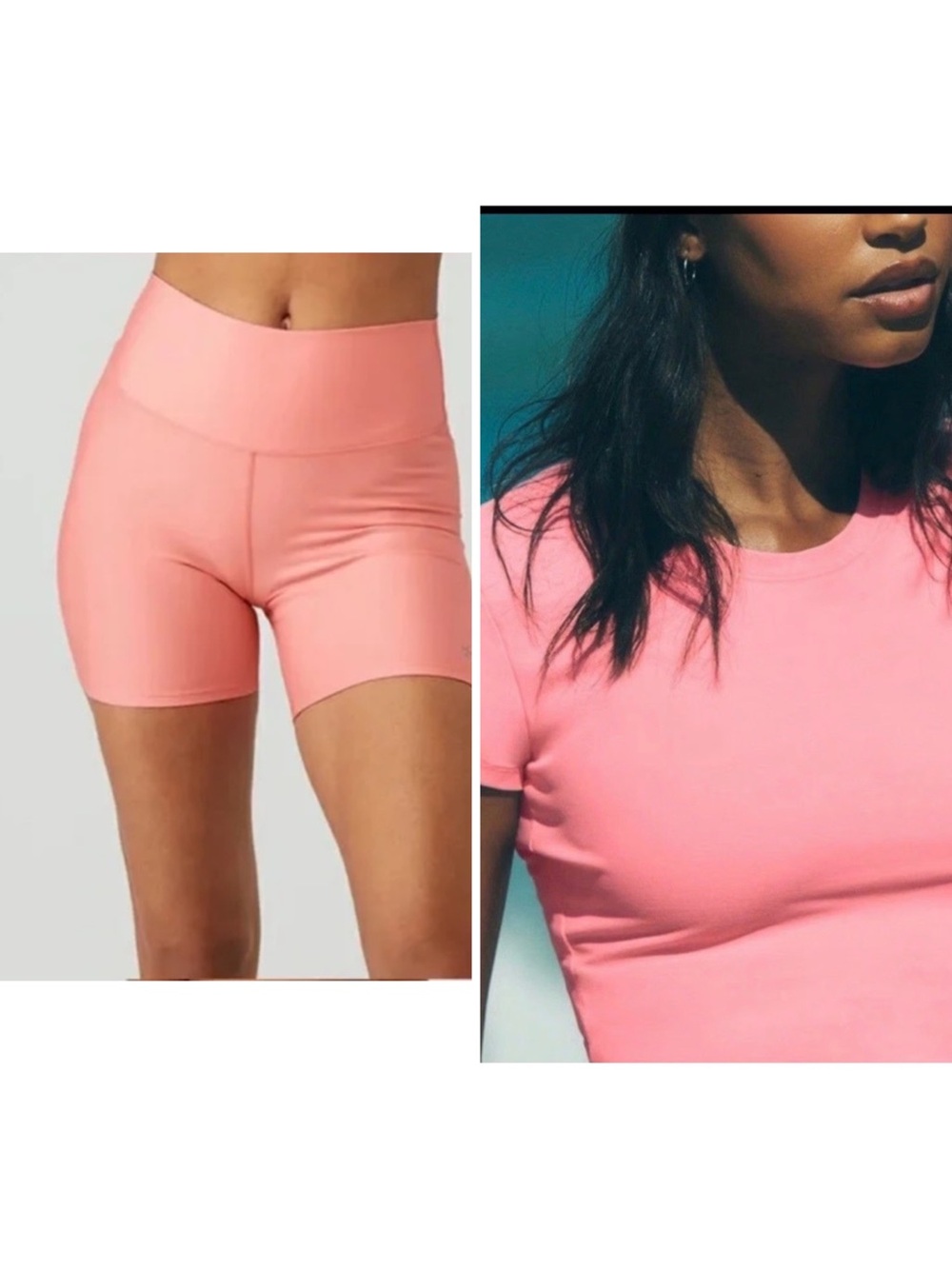 alo airlift short + alosoft crop tee matching set strawberry size xs